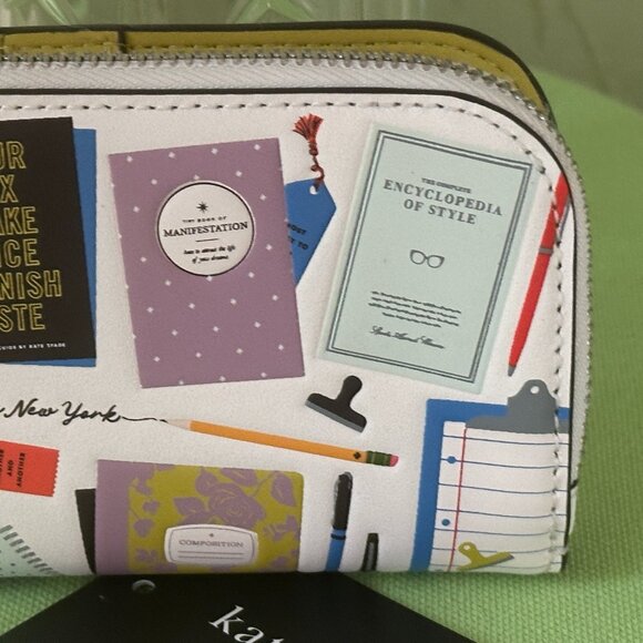 KATE SPADE PAGE TURNER SMALL BIFOLD WALLET:NWT CREAM/MULTI - Picture 3 of 12